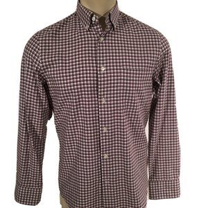 JOHN W NORDSTROM Plaid Casual Shirt Burgundy Small